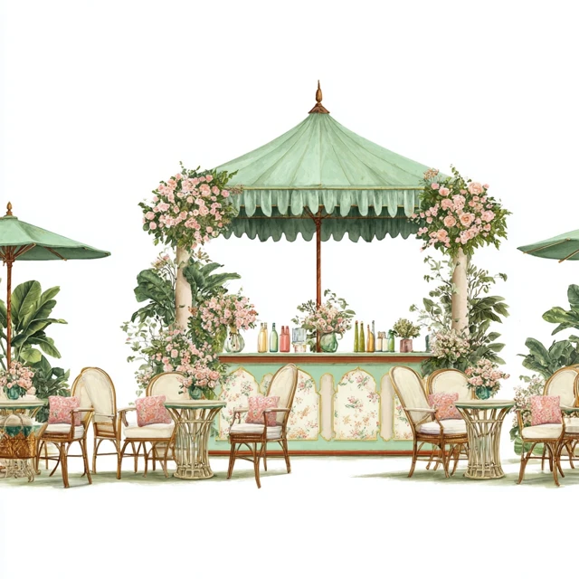 Udaipur Palace Mehendi Ceremony Watercolor Illustration