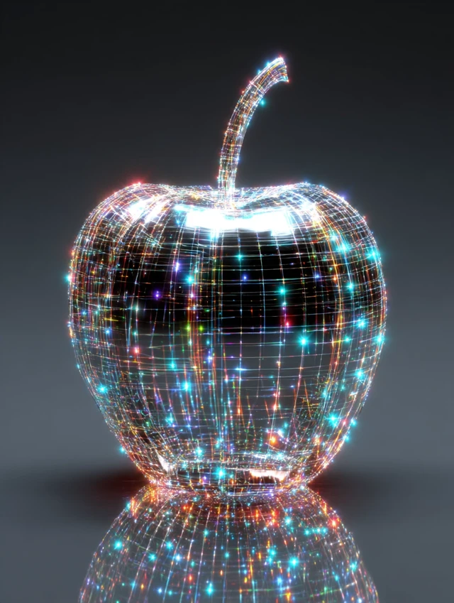 Futuristic Digital Apple SciFi 3D Render