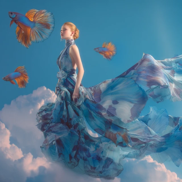 Betta Fish Gown Fantasy Fashion Art