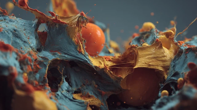 Abstract Organic Forms with Vivid Paint Splashes