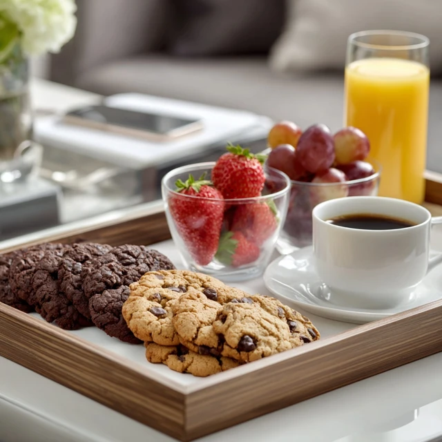 Hotel Refreshment Table Cookies Coffee Fruit