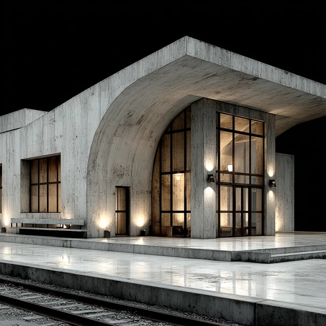 Soviet Concrete Train Station - Architectural Design
