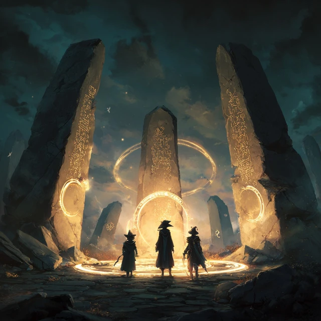Elven Ritual Obelisks High Fantasy Scene