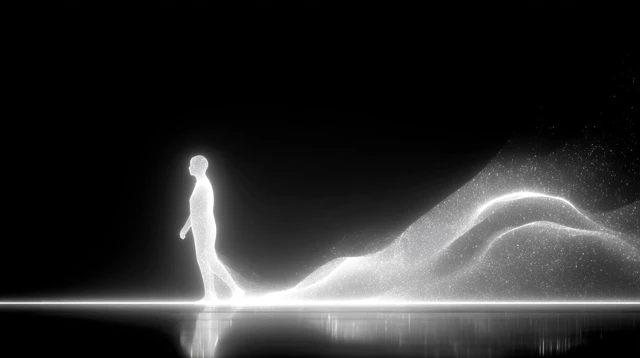 Abstract Humanoid Figure in Light and Shadow