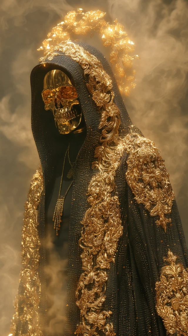 Demonic Noble Golden Skull Fantasy Art