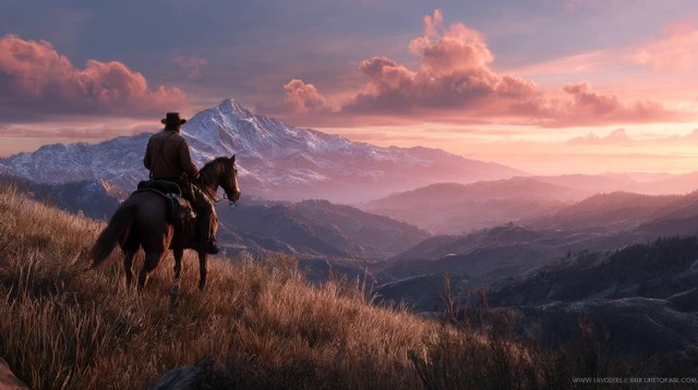 Red Dead Redemption 2 Arthur Horse Sunset