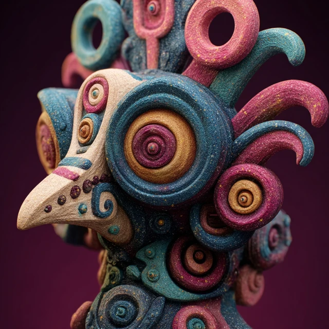 Trippy Cartoon Sculpture Abstract Art