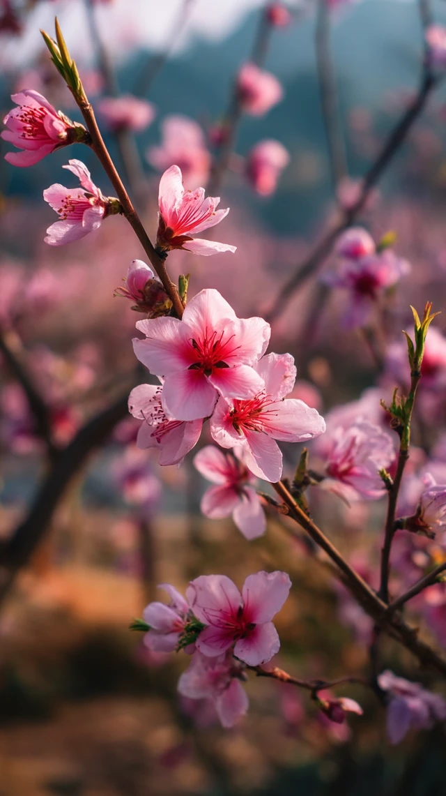 Peach Blossoms in Spring Bloom