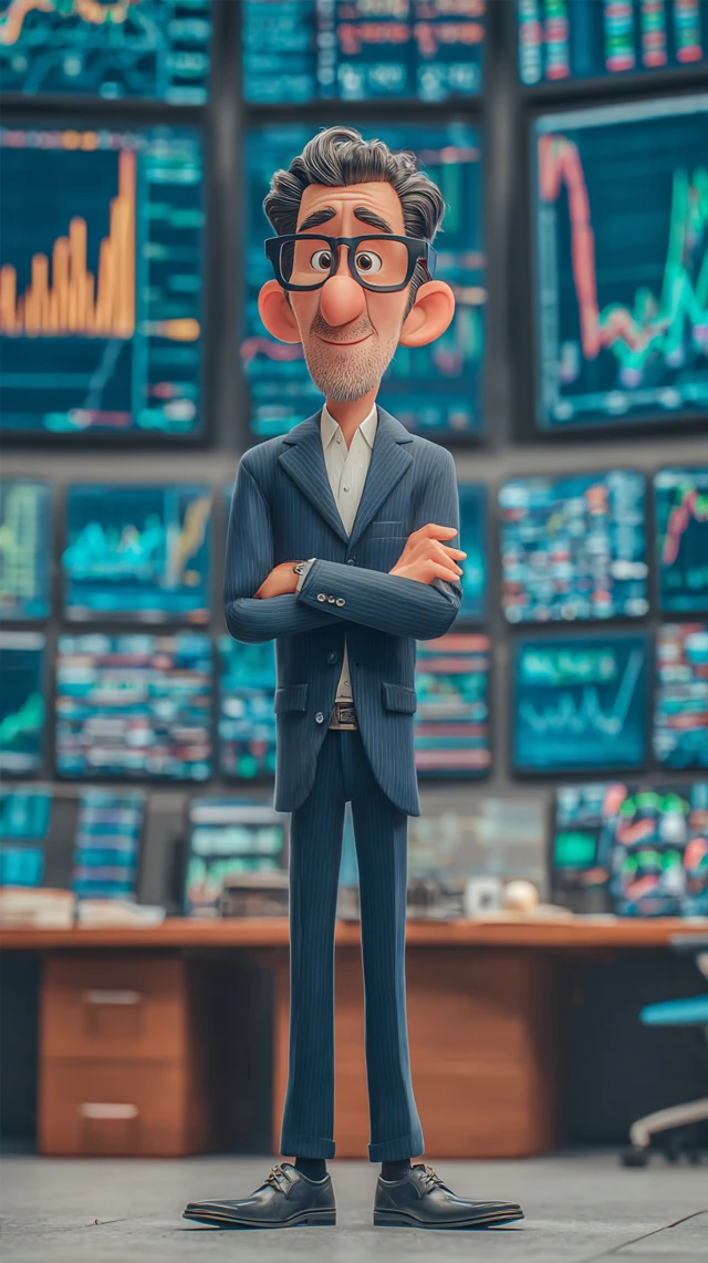 Pixar Broker Iranian Man in Suit Stock Market
