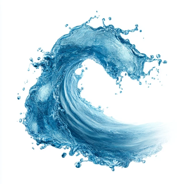 Blue Water Splash Wave Isolated on White Background