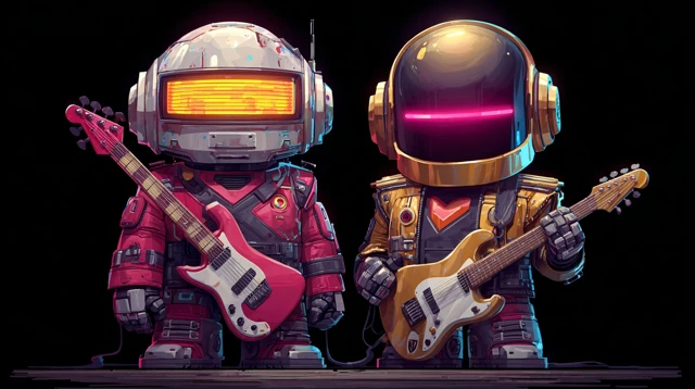Daft Punk Robots Music Band Illustration