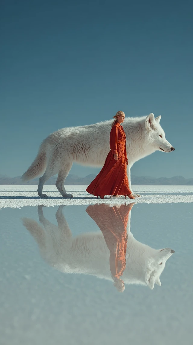 Woman and Wolf Fashion Photography