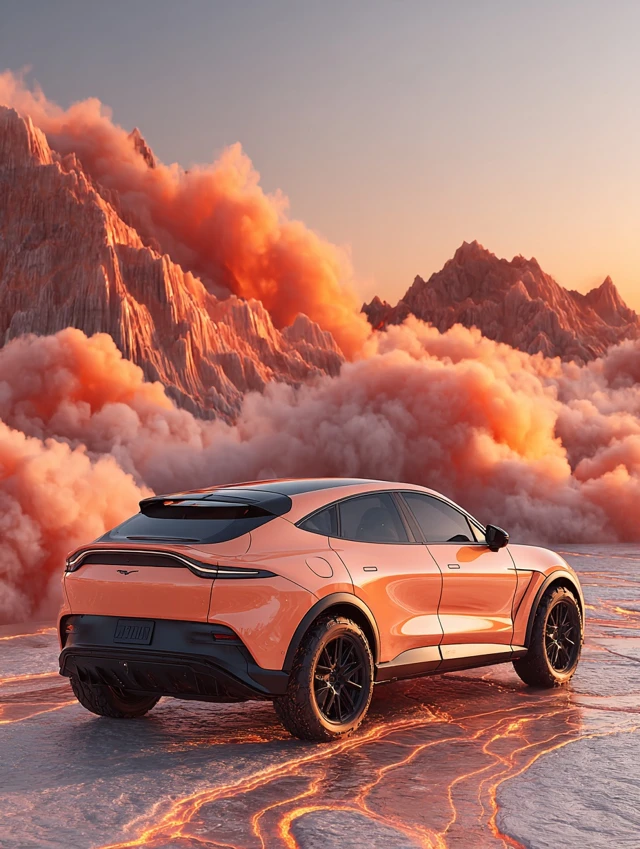 Futuristic Electric SUV in a Surreal SciFi Dreamscape