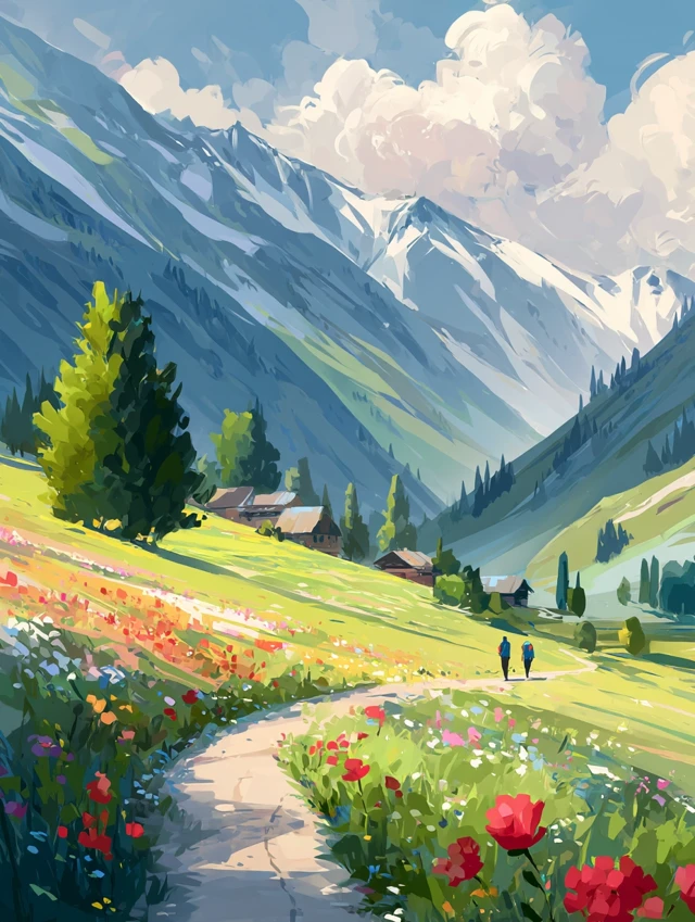 Xinjiang Scenery Illustration Artistic Landscape