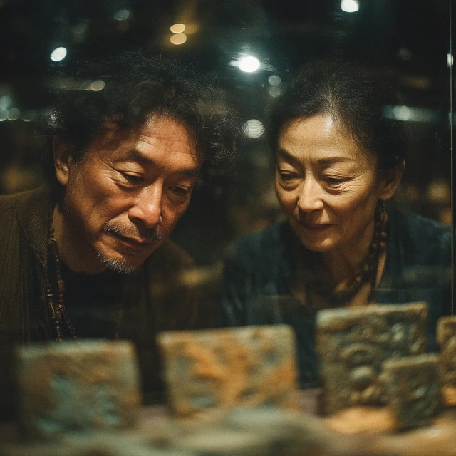 Chinese Couple at Sanxingdui Museum Exploring History