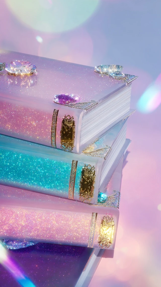 Glittery Aurora Books Elegant Surreal Art