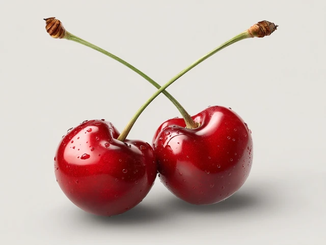 Fresh Red Cherries Photorealistic Detail