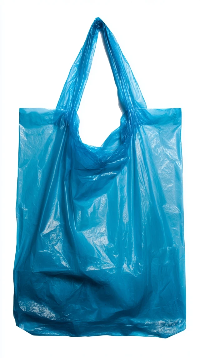 Blue Plastic Shopping Bag Isolated on White