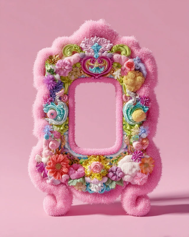 Plush Frame Soft Sculpture with Neon Fur