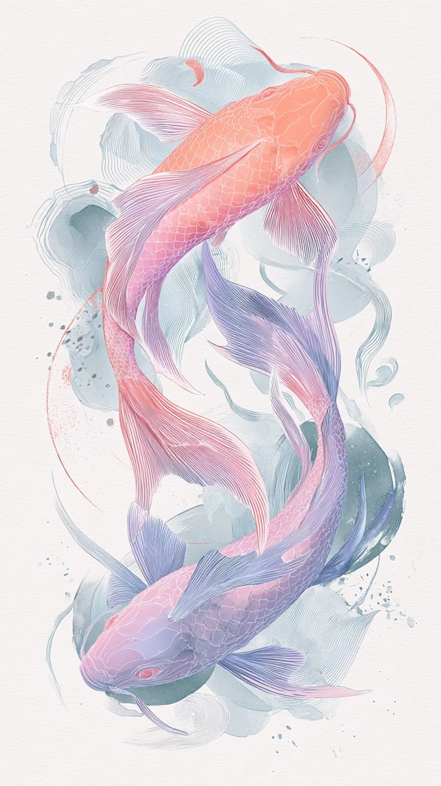 Pisces Zodiac Art Dreamlike Illustration Wall Decor