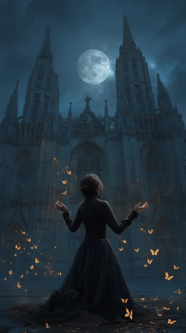 Gothic Cathedral Moonlight and Awakening