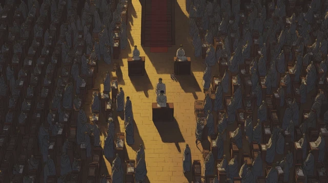 Imperial Examination Hall Majestic Scene Anime Art