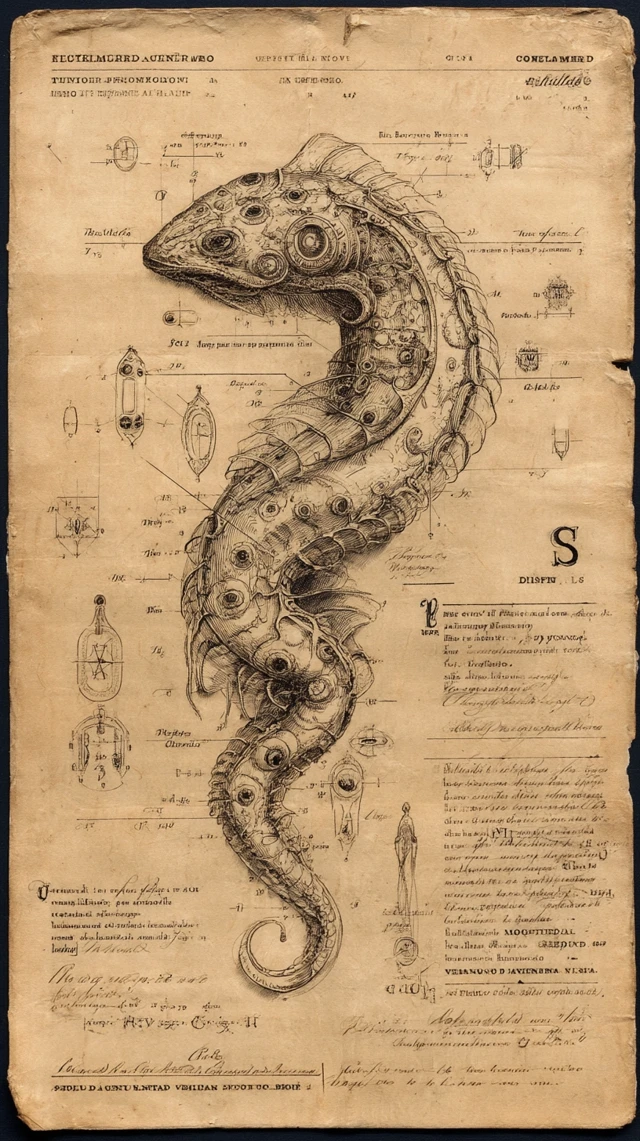 Medieval Bestiary Illustration: Cosmic Creature