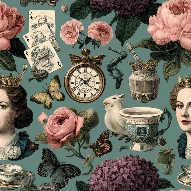 Alice in Wonderland Seamless Pattern Illustration