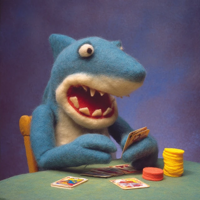 Muppet Shark Playing Poker - Jim Henson Style