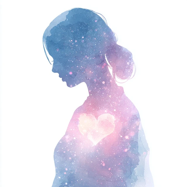 Calm Feminine Silhouette Watercolor Art