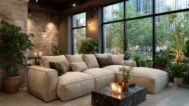 Elegant Interior Design Neutral Toned Sofa