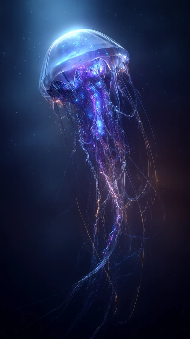 Bioluminescent Jellyfish: Deep-Sea Portrait