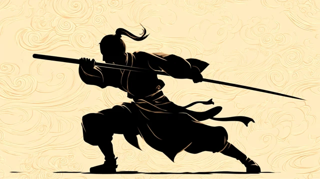 Wuxia Martial Artist with Jian Sword Silhouette