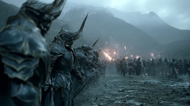 Fire Demon Army Charges Against Knights
