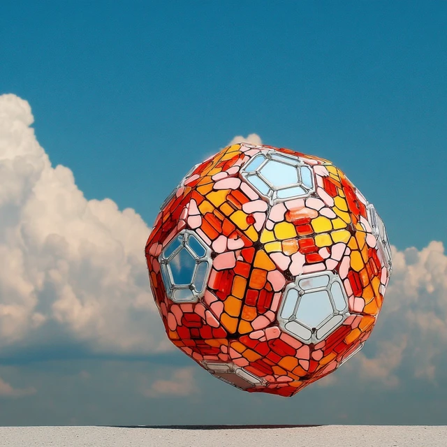 Abstract Dodecahedron Floating in the Sky