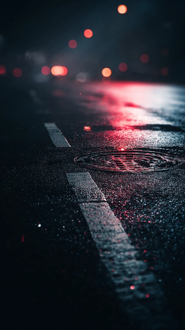 Night Road Asphalt Urban Scene Photography