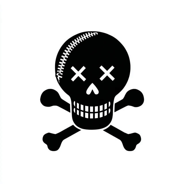Skull Crossbones Zipper Logo Black and White