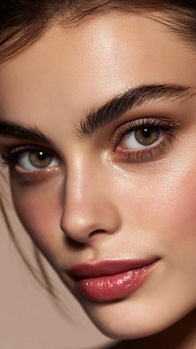 Beautiful Woman CloseUp Portrait Makeup Radiant Skin