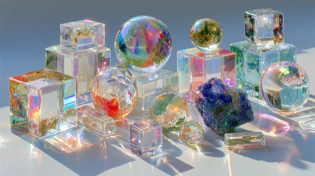 Minimal Glass Objects Spheres Cubes Abstract Shapes