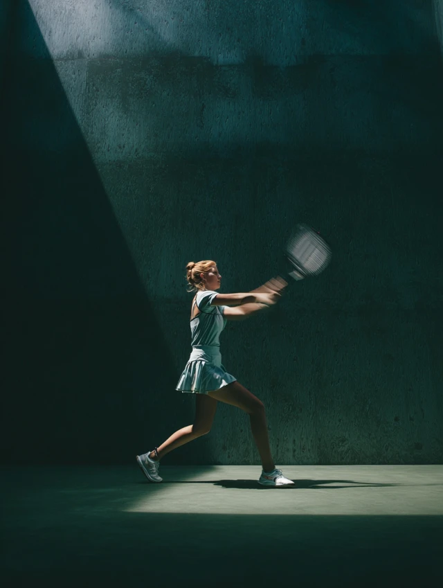 Female Frontennis Athlete In Action Vogue Style