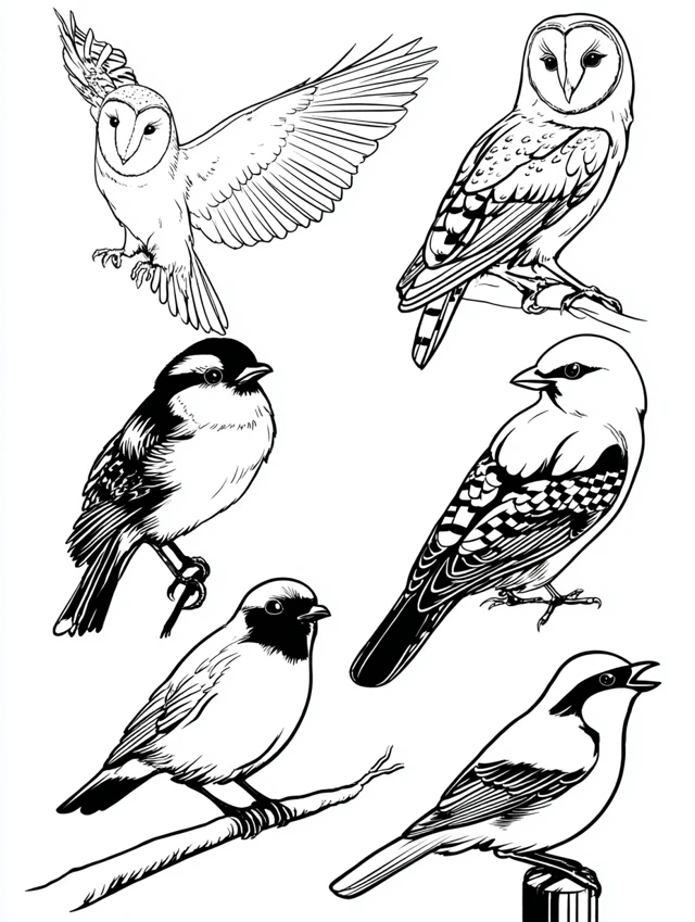 Bird Coloring Book Pages Line Art for Kids