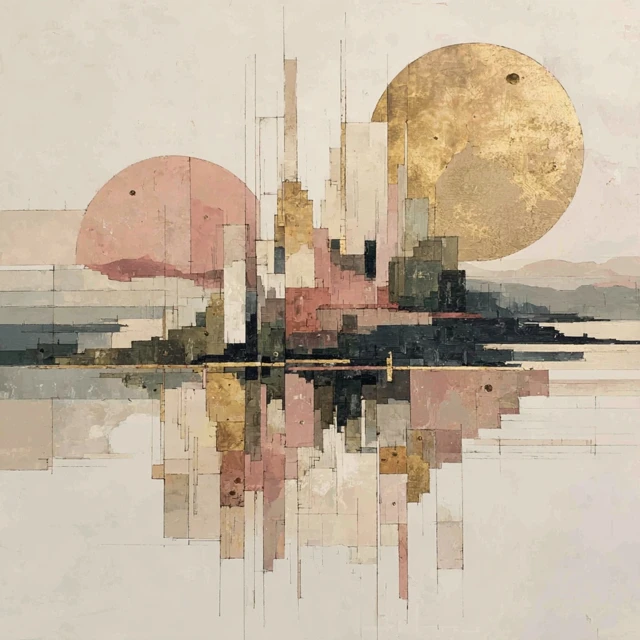 Abstract Oil Painting Earth Tones and Gold