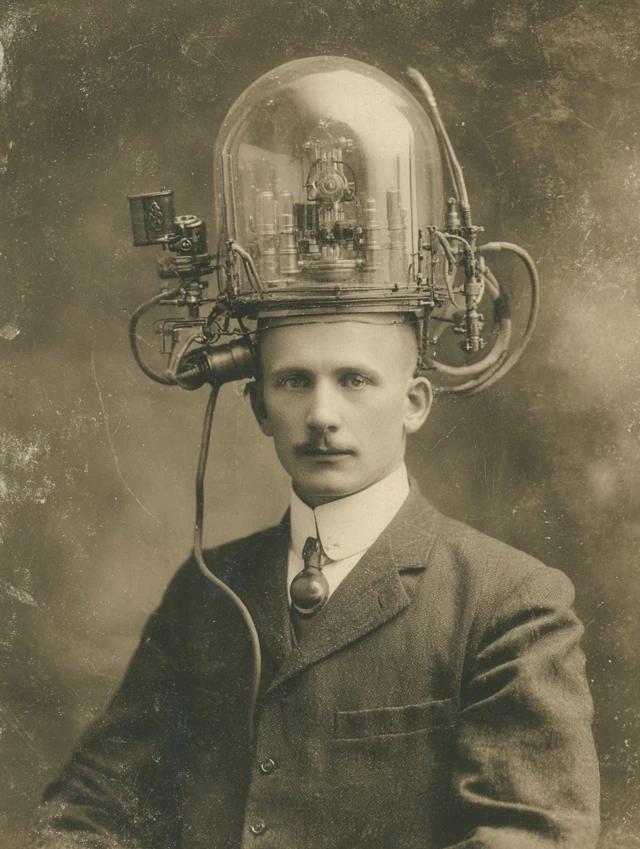 Vintage Man with Steampunk Robotics