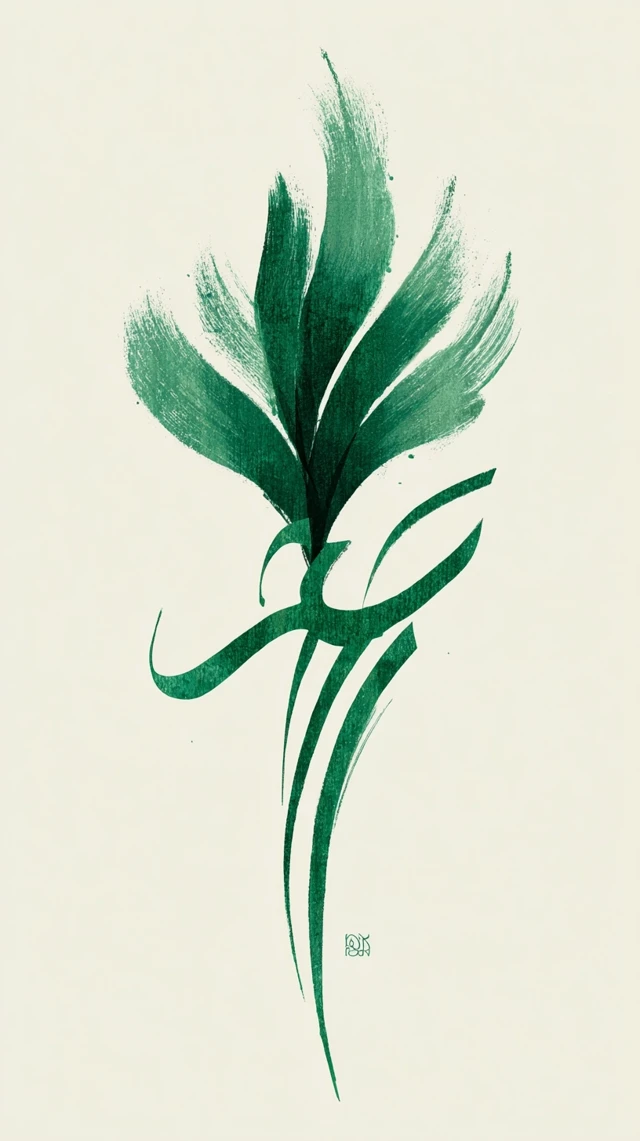 Green Floral Illustration Arabic Calligraphy