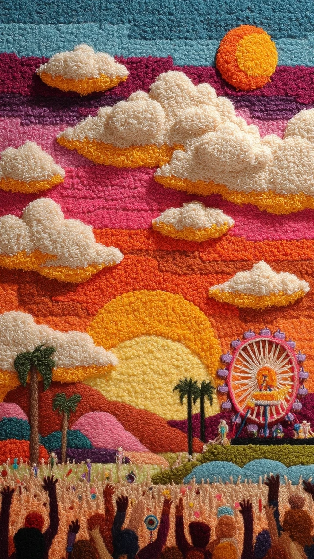 Coachella Music Festival 3D Wool Felt Art