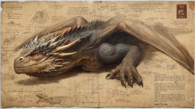 Dragon Anatomy Study in Leonardo da Vinci Style