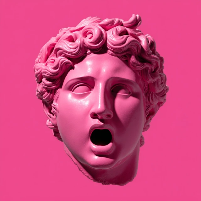Aphrodite Statue Head Bright Pink Aesthetic Art