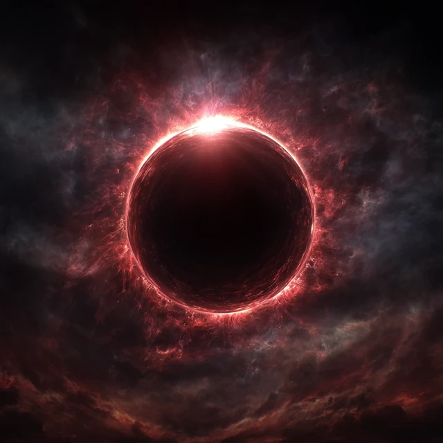 Evil Solar Eclipse in Red and Black