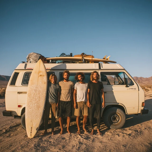 Surfers with Van Beach Ready