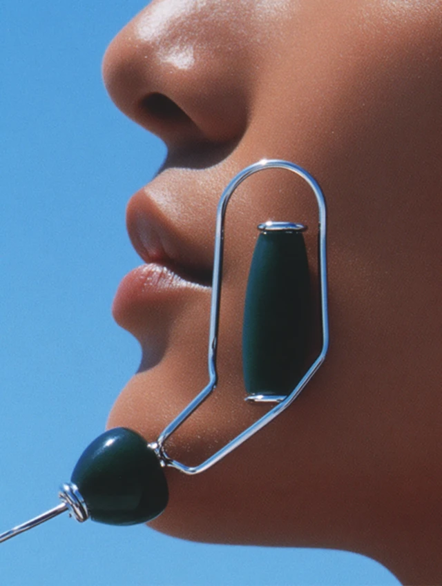 Jade Stone Roller Closeup on Face